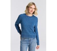 Rundhalspullover LEVI'S "BOYFRIEND CREW PU", Damen, Gr. M (38), indigo blau, Strick, Obermaterial: 100% Baumwolle, Zopfmuster, normal hüftlang, Rundhals, Strickbund, Pullover Rundhalspullover, Mit Zop