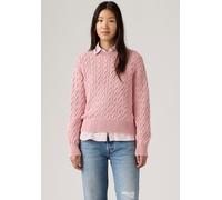 Rundhalspullover LEVI'S "BOYFRIEND CREW PU", Damen, Gr. S (36), garment dyed peachsk, Strick, Obermaterial: 100% Baumwolle, Zopfmuster, normal hüftlang, Rundhals, Strickbund, Pullover Rundhalspullover