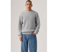 Rundhalspullover LEVI'S, Herren, Gr. M, grau (mid tone grau heather), Grobstrick, Obermaterial: 80% Wolle, 20% Polyamid, normal hüftbedeckend, Rundhals, Rippbündchen, Pullover Rundhalspullover (964327