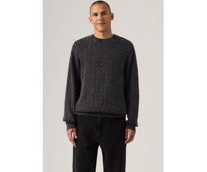 Rundhalspullover LEVI'S "LV PRESIDIO", Herren, Gr. XL, schwarz (pirate schwarz), Strick, Obermaterial: 100% Baumwolle, Zopfmuster, normal hüftbedeckend, Bündchen, Pullover Rundhalspullover, mit Zopfmu