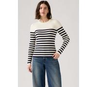 Rundhalspullover LEVI'S "RIB CREW SWEATER", Damen, Gr. S (36), adrienne stripe egre, Strick, Obermaterial: 53% Baumwolle, 32% Polyester, 13% Polyamid, 2% Elasthan, gestreift, normal, Rundhals, Pullove