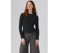 Rundhalspullover LEVI'S "RIB CREW SWEATER", Damen, Gr. S (36), grau (anthrazit night), Strick, Obermaterial: 53% Baumwolle, 32% Polyester, 13% Polyamid, 2% Elasthan, normal, Rundhals, Pullover Rundhal
