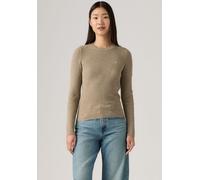 Rundhalspullover LEVI'S "RIB CREW SWEATER", Damen, Gr. XS (34), taupe gray heather b, Strick, Obermaterial: 53% Baumwolle, 32% Polyester, 13% Polyamid, 2% Elasthan, normal, Rundhals, Pullover, Gerippt