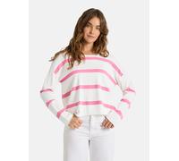 Rundhalspullover LIEBLINGSSTÜCK "MarciEP", Damen, Gr. XXL, lovely pink, Strick, Obermaterial: 72% Viskose, 28% Polyester, gestreift, hüftlang, Rundhals, Rollsaum, Pullover Rundhalspullover, mit Streif