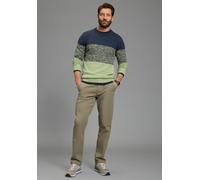 Rundhalspullover MAN'S WORLD "Bis Größe 5 XL", Herren, Gr. 3XL (64/66), grün, blau, Strick, Obermaterial: 50% Baumwolle, 50% Polyacryl, meliert, regular fit, Rundhals, Rippstrickbündchen, Pullover Run