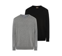 Rundhalspullover MAN'S WORLD "Neue Kollektion DP Grau & Schwarz", Herren, Gr. 4XL (68/70), schwarz (schwarz, grau), Feinstrick, Obermaterial: 50% Baumwolle, 50% Polyacryl, unifarben, Basic, regular fi