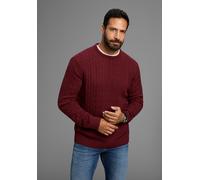 Rundhalspullover MAN'S WORLD "Neue Kollektion Highlight allover Zopfmuster", Herren, Gr. XXL (60/62), bordeaux, Strick, Obermaterial: 100% Polyacryl, Zopfmuster, regular fit, Rundhals, Rippbündchen, P