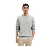 Rundhalspullover MARC O'POLO "aus Bio-Baumwoll-Piqué", Herren, Gr. 3XL, silber grau melange, Obermaterial: 100% Baumwolle, unifarben, Rundhals, Pullover Rundhalspullover (15529713-XXXL) silber grau me