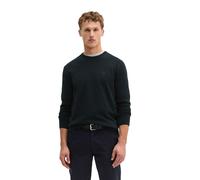 Rundhalspullover MARC O'POLO "aus Bio-Baumwoll-Piqué", Herren, Gr. L, schwarz navy, Obermaterial: 100% Baumwolle, unifarben, Rundhals, Pullover Rundhalspullover (25926118-L) schwarz navy