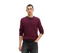 Rundhalspullover MARC O'POLO "aus Bio-Baumwoll-Piqué", Herren, Gr. XXL, rot (schwarz burgundy), Obermaterial: 100% Baumwolle, unifarben, Rundhals, Pullover Rundhalspullover (94819419-XXL) schwarz burg