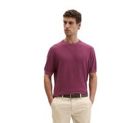 Rundhalspullover MARC O'POLO "aus Bio-Baumwolle und Leinen", Herren, Gr. L, acai rot, Obermaterial: 90% Baumwolle, 10% Leinen, unifarben, Rundhals, Pullover Rundhalspullover (50734515-L) acai rot