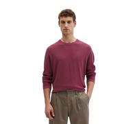 Rundhalspullover MARC O'POLO "aus Bio-Baumwolle und Leinen", Herren, Gr. L, acai rot, Obermaterial: 90% Baumwolle, 10% Leinen, unifarben, Rundhals, Pullover Rundhalspullover (78813958-L) acai rot