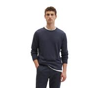 Rundhalspullover MARC O'POLO "aus Bio-Baumwolle und Leinen", Herren, Gr. L, blau (faded blau), Obermaterial: 65% Leinen, 35% Baumwolle, unifarben, Rundhals, Pullover Rundhalspullover (66508919-L) fade