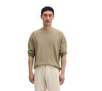 Rundhalspullover MARC O'POLO "aus Bio-Baumwolle und Leinen", Herren, Gr. L, charleston gray, Obermaterial: 90% Baumwolle, 10% Leinen, unifarben, Rundhals, Pullover Rundhalspullover (82589608-L) charle