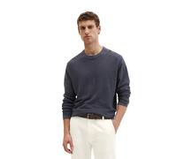 Rundhalspullover MARC O'POLO "aus Bio-Baumwolle und Leinen", Herren, Gr. M, faded blau, Obermaterial: 90% Baumwolle, 10% Leinen, unifarben, Rundhals, Pullover Rundhalspullover (98644567-M) faded blau