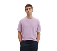 Rundhalspullover MARC O'POLO "aus Bio-Baumwolle und Leinen", Herren, Gr. M, rosa (scatterot orchid), Obermaterial: 90% Baumwolle, 10% Leinen, unifarben, Rundhals, Pullover Rundhalspullover (23325117-M