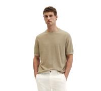Rundhalspullover MARC O'POLO "aus Bio-Baumwolle und Leinen", Herren, Gr. S, charleston gray, Obermaterial: 90% Baumwolle, 10% Leinen, unifarben, Rundhals, Pullover Rundhalspullover (62730254-S) charle