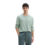 Rundhalspullover MARC O'POLO "aus Bio-Baumwolle und Leinen", Herren, Gr. XL, grün (midnight moss), Obermaterial: 87% Baumwolle, 13% Leinen, gestreift, Rundhals, Pullover Rundhalspullover (87701067-XL)