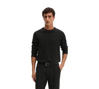 Rundhalspullover MARC O'POLO "aus gesprenkeltem Tweedgarn", Herren, Gr. S, schwarz, Obermaterial: 31% Wolle, 29% Schurwolle, 20% Viskose, 20% Polyamid, unifarben, Rundhals, Pullover Rundhalspullover (