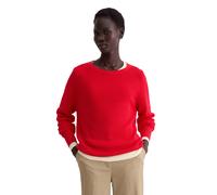 Rundhalspullover MARC O'POLO "aus Heavy-Weight-Organic-Cotton", Damen, Gr. L, bright rot, Obermaterial: 100% Baumwolle, unifarben, Rundhals, Pullover Rundhalspullover (13994129-L) bright rot