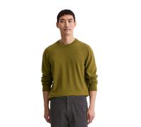 Rundhalspullover MARC O'POLO "aus softem Bio-Bauwoll-Schurwoll-Mix", Herren, Gr. L, grün (grün mustard), Obermaterial: 54% Baumwolle, 29% Schurwolle, 17% Polyamid, unifarben, Rundhals, Pullover Rundha