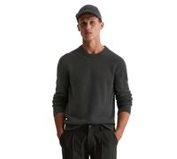 Rundhalspullover MARC O'POLO "aus strukturiertem Wolle-Mix", Herren, Gr. XXL, dunkelgrau melange, Obermaterial: 55% Schurwolle, 30% Polyamid, 15% Baumwolle, unifarben, Rundhals, Pullover Rundhalspullo