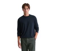 Rundhalspullover MARC O'POLO "aus weicher Merinowolle", Herren, Gr. L, schwarz navy, Obermaterial: 100% Schurwolle, unifarben, Rundhals, Pullover Rundhalspullover (59421004-L) schwarz navy