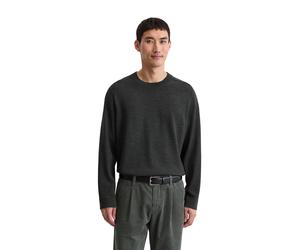 Rundhalspullover MARC O'POLO "aus weicher Merinowolle", Herren, Gr. M, dunkelgrau melange, Obermaterial: 100% Schurwolle, unifarben, Rundhals, Pullover Rundhalspullover (86728260-M) dunkelgrau melange