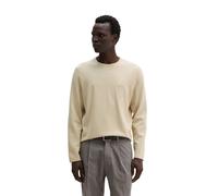 Rundhalspullover MARC O'POLO "aus zertifizierter Bio-Baumwolle", Herren, Gr. L, beige (light oat), Obermaterial: 100% Baumwolle, unifarben, Rundhals, Pullover Rundhalspullover (16462761-L) light oat