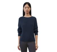 Rundhalspullover MARC O'POLO, Damen, Gr. S, blau (dunkelblau), Strick, Obermaterial: 97% Baumwolle, 3% Elasthan, unifarben, Pullover Rundhalspullover, im festem Baumwoll-Strick (24440556-S) dunkelblau