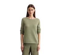 Rundhalspullover MARC O'POLO, Damen, Gr. S, smooth sage, Strick, Obermaterial: 100% Baumwolle, regular fit, Rundhals, Bündchen, Pullover Rundhalspullover, mit gerollten Kanten an Rundhalsausschnitt, Ä