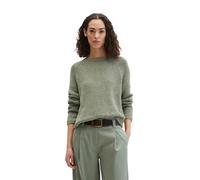 Rundhalspullover MARC O'POLO, Damen, Gr. XL, fresh sage, Strick, Obermaterial: 70% Baumwolle, 30% Polyester, oversize normal, Rundhals, Bündchen, Pullover Rundhalspullover, aus Bändchengarn (73266304-