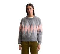 Rundhalspullover MARC O'POLO DENIM "aus kuscheligem Schurwolle-Mohair-Mix", Damen, Gr. XL, medium grau, Obermaterial: 36% Schurwolle, 31% Polyamid, 15% Polyester, 15% Mohair, 3% Elasthan, gemustert, R