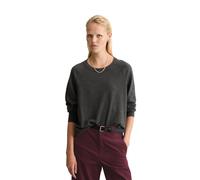 Rundhalspullover MARC O'POLO DENIM, Damen, Gr. S, grau (anthra melange), Strick, Obermaterial: 58% Baumwolle, 25% Polyamid, 17% Polyester, regular fit, Rundhals, Rippstrickbündchen, Pullover Rundhalsp