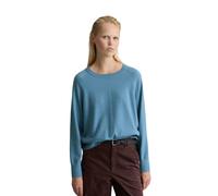Rundhalspullover MARC O'POLO DENIM, Damen, Gr. XS, blau (medium blau melange), Strick, Obermaterial: 58% Baumwolle, 25% Polyamid, 17% Polyester, regular fit, Rundhals, Rippstrickbündchen, Pullover Run