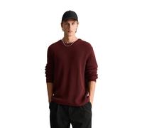 Rundhalspullover MARC O'POLO DENIM "regular aus reiner Bio-Baumwolle", Herren, Gr. M, rot (burgundy), Strick, Obermaterial: 100% Baumwolle, regular fit normal, Rundhals, Rippbündchen, Pullover Rundhal