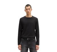 Rundhalspullover MARC O'POLO, Herren, Gr. L, schwarz, Strick, Obermaterial: 95% Baumwolle, 5% Kaschmir, regular fit normal, Rundhals, Rollkante, Pullover Rundhalspullover, regular aus Bio-Baumwoll-Kas