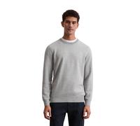 Rundhalspullover MARC O'POLO "aus Bio-Baumwoll-Piqué", Herren, Gr. S, silber grau melange, Obermaterial: 100% Baumwolle, unifarben, Rundhals, Pullover Rundhalspullover (15529713-S) silber grau melange