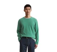 Rundhalspullover MARC O'POLO "mit feiner Piqué-Struktur", Herren, Gr. XXL, grün (eucalyptus grün), Obermaterial: 100% Baumwolle, unifarben, Rundhals, Pullover Rundhalspullover (52011440-XXL) eucalyptu