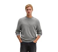 Rundhalspullover MARC O'POLO "mit smarter Querrippe", Herren, Gr. S, grau (cloudy grau melange), Obermaterial: 100% Baumwolle, unifarben, Pullover Rundhalspullover (44318559-S) cloudy grau melange