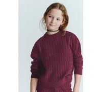 Rundhalspullover MARC O'POLO "mit Zopfmuster", Mädchen, Gr. 176, rot, Strick, Obermaterial: 60% Baumwolle, 40% Polyacryl, relaxed fit normal, Rundhals, Rippbündchen, Pullover Rundhalspullover (2162351