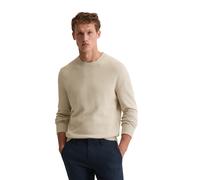 Rundhalspullover MARC O'POLO "regular aus Bio-Baumwoll-Mix-Boucle", Herren, Gr. XL, light oat, Strick, Obermaterial: 89% Baumwolle, 6% Polyester, 5% Polyamid, regular fit normal, Rundhals, Bündchen, P