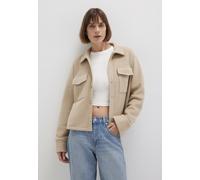 Rundhalspullover MAVI "BUTTON SWEATSHIRT", Damen, Gr. L, cobblestone melange, Stoff, 69% Polyester, 31% Viskose, lässig geschnitten kurz, ohne Ausschnitt, Pullover, Overshirt Fleece (96827203-L) cobbl