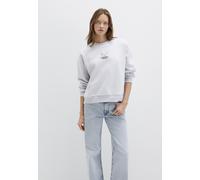 Rundhalspullover MAVI "CAT PRINTED SWEATSHIRT", Damen, Gr. L, mid grau melange, Stoff, 53% Polyester, 47% Baumwolle, oversize normal, Rundhals, normaler Saum, Pullover Rundhalspullover, Sweatshirt Run