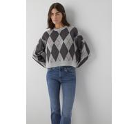 Rundhalspullover MAVI "CREW NECK SWEATER", Damen, Gr. L, grau (mid grau melange), Stoff, 67% Acryl, 27% Polyester, 6% Polyamid, unifarben, oversize normal, Rundhals, normaler Saum, Pullover Rundhalspu