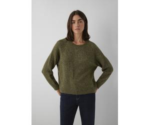 Rundhalspullover MAVI "CREW NECK SWEATER", Damen, Gr. L, schwarz olive, Stoff, 54% Acryl, 24% Polyester, 22% Polyamid, unifarben, weit normal, Rundhals, normaler Saum, Pullover Rundhalspullover, Pullo