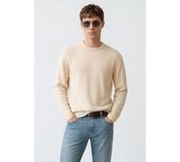 Rundhalspullover MAVI "CREW NECK SWEATER", Herren, Gr. M, beige (almond milk), Stoff, 51% Baumwolle, 49% Polyamid, unifarben, normal normal, Rundhals, normaler Saum, Pullover Rundhalspullover, Premium