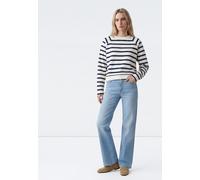 Rundhalspullover MAVI "CREW NECK SWEATSHIRT", Damen, Gr. L, schwarz irish stripe, Stoff, 100% Baumwolle, gestreift, normal normal, Rundhals, normaler Saum, Pullover Rundhalspullover, Sweatshirt (38469