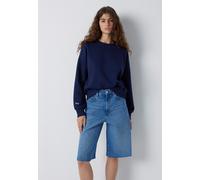 Rundhalspullover MAVI "CREW NECK SWEATSHIRT", Damen, Gr. M, blau (maritime blau), Stoff, 70% Baumwolle, 30% Polyester, unifarben, lässig geschnitten normal, Rundhals, normaler Saum, Pullover Rundhalsp