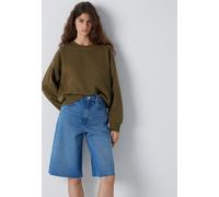 Rundhalspullover MAVI "CREW NECK SWEATSHIRT", Damen, Gr. M, grün (schwarz olive), Stoff, 70% Baumwolle, 30% Polyester, unifarben, lässig geschnitten normal, Rundhals, normaler Saum, Pullover Rundhalsp
